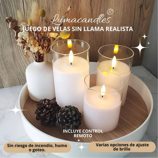 Luminad® Kit x3 Velas realista sin llama - Banana Express